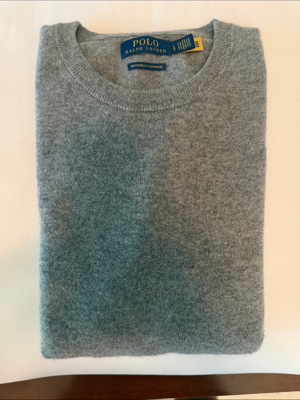 Polo by Ralph Lauren Light Heather Gray Crewneck Cashmere Sweater